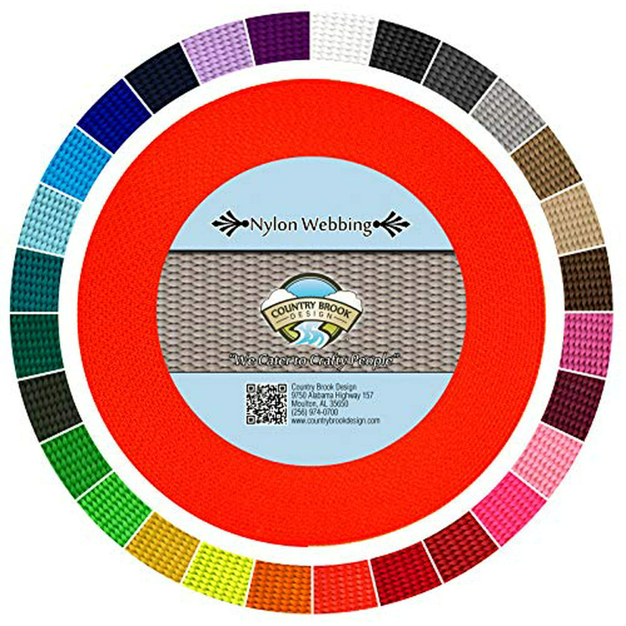 Orange, 10 Yards 29 Vibrant Colors Durable 1 Inch Heavy Nylon Webbing Country Brook Design